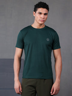 Men's Half Sleeves Dry Fit Gym Tshirt Bottle Green
