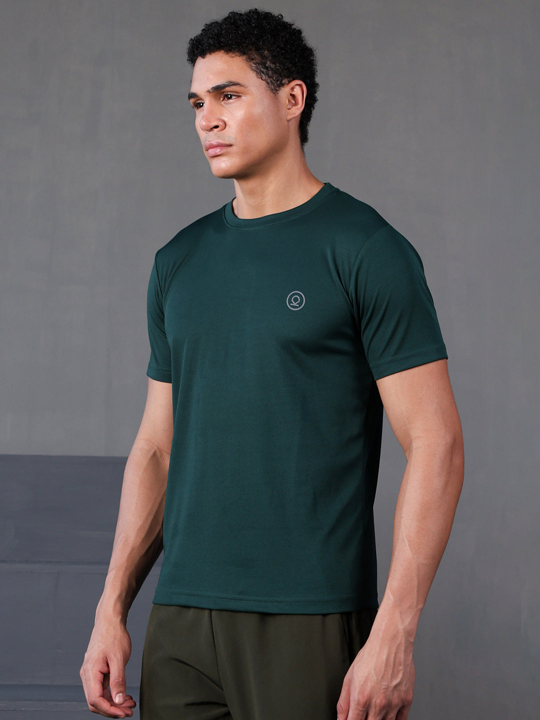 Men's Half Sleeves Dry Fit Gym Tshirt Bottle Green