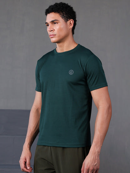 Men's Half Sleeves Dry Fit Gym Tshirt Bottle Green