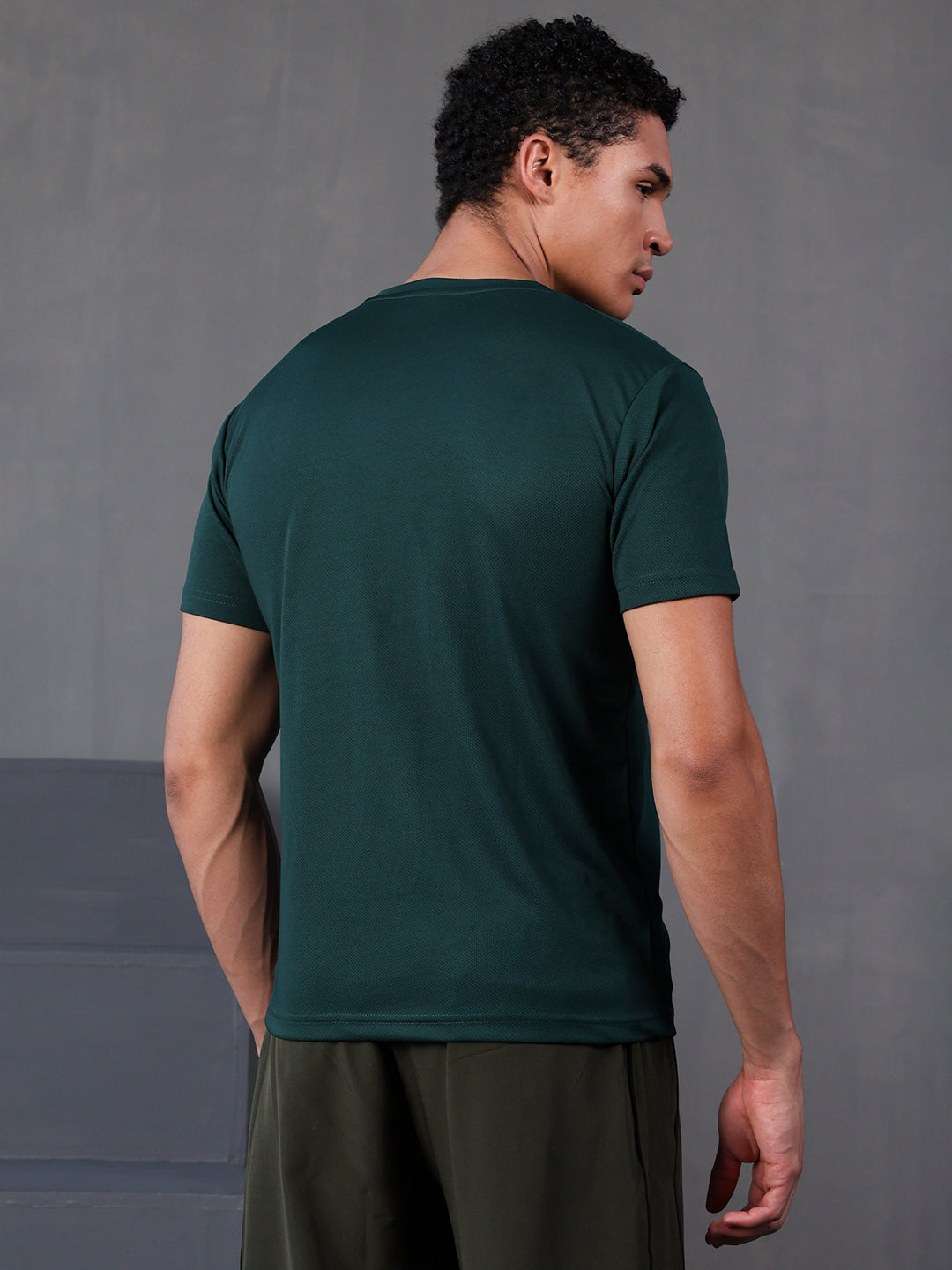 Men's Half Sleeves Dry Fit Gym Tshirt Bottle Green