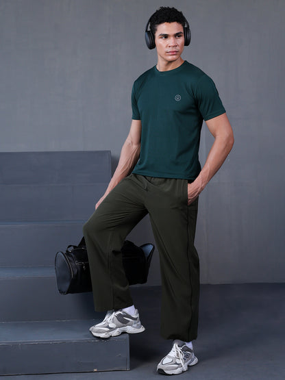 Men's Half Sleeves Dry Fit Gym Tshirt Bottle Green