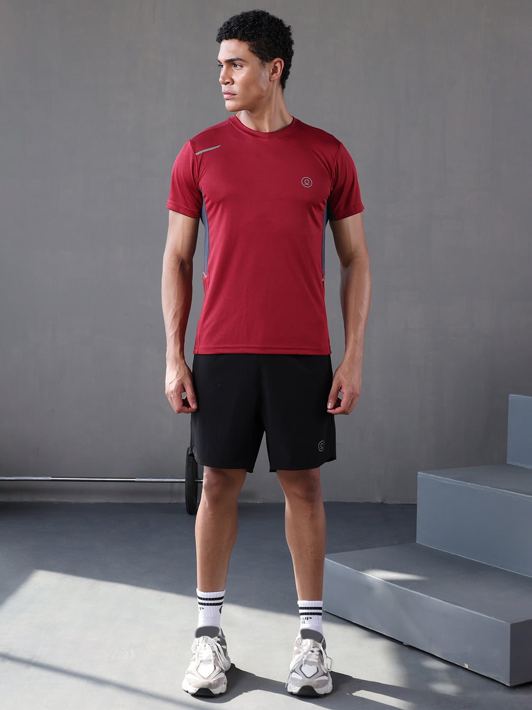 Men's Dry Fit Half Sleeve Gym T-Shirt Maroon
