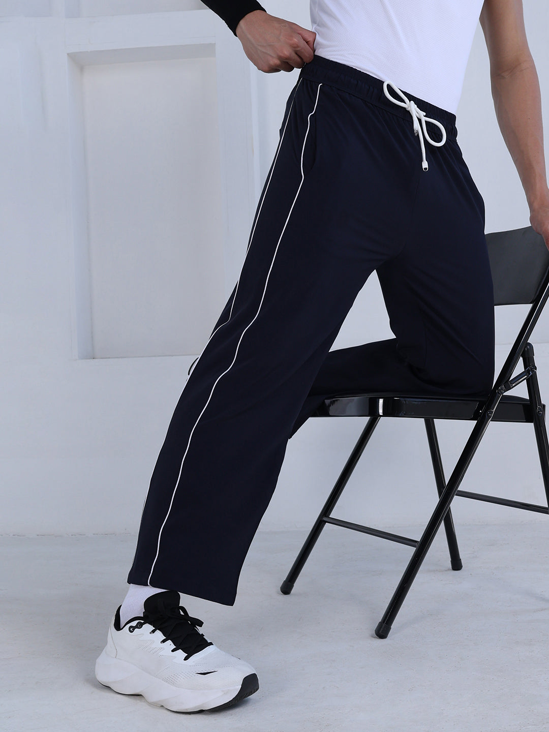 Men’s Sports Track Pants with Side Stripes Navy