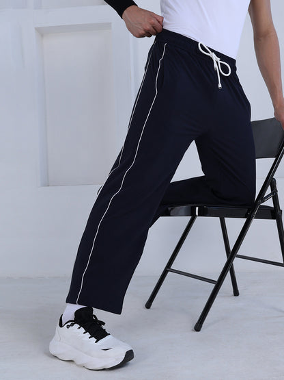 Men’s Sports Track Pants with Side Stripes Navy