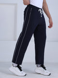 Men’s Sports Track Pants with Side Stripes Navy