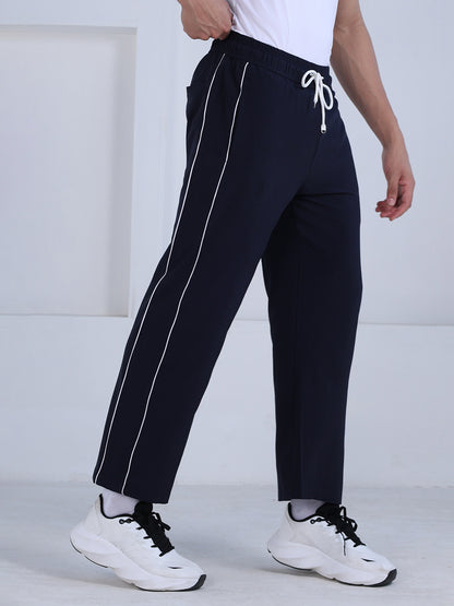 Men’s Sports Track Pants with Side Stripes Navy