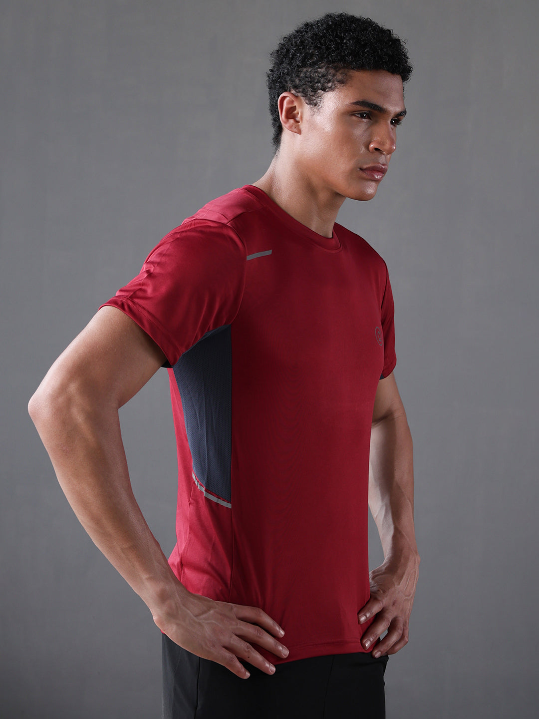 Men's Dry Fit Half Sleeve Gym T-Shirt Maroon