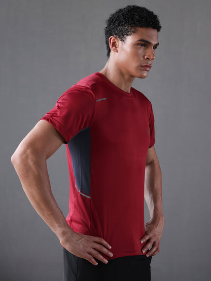Men's Dry Fit Half Sleeve Gym T-Shirt Maroon