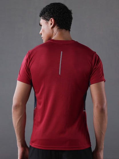 Men's Dry Fit Half Sleeve Gym T-Shirt Maroon