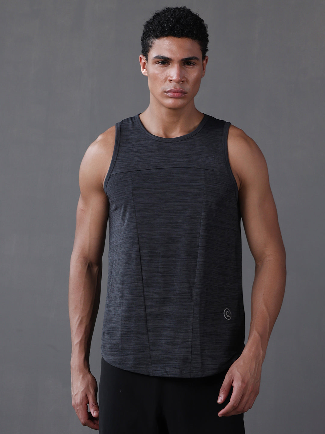 Men Grey Regular Fit Sleeveless Sports Tanktop