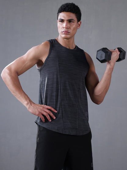 Men Grey Regular Fit Sleeveless Sports Tanktop