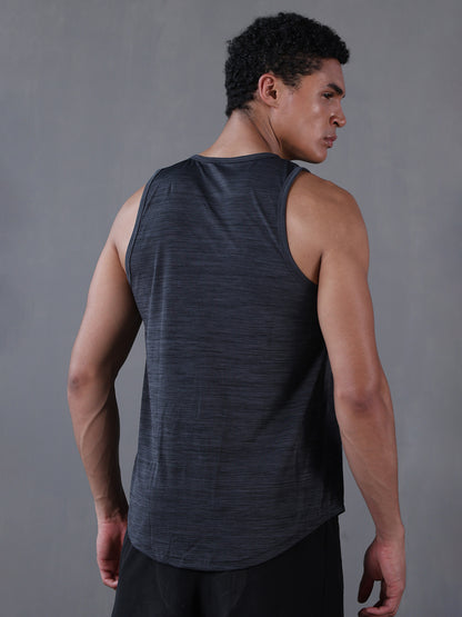 Men Grey Regular Fit Sleeveless Sports Tanktop