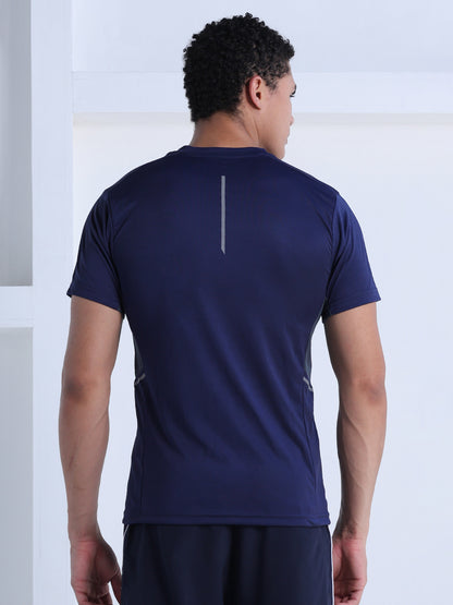 Men's Dry Fit Half Sleeve Gym T-Shirt Navy Blue