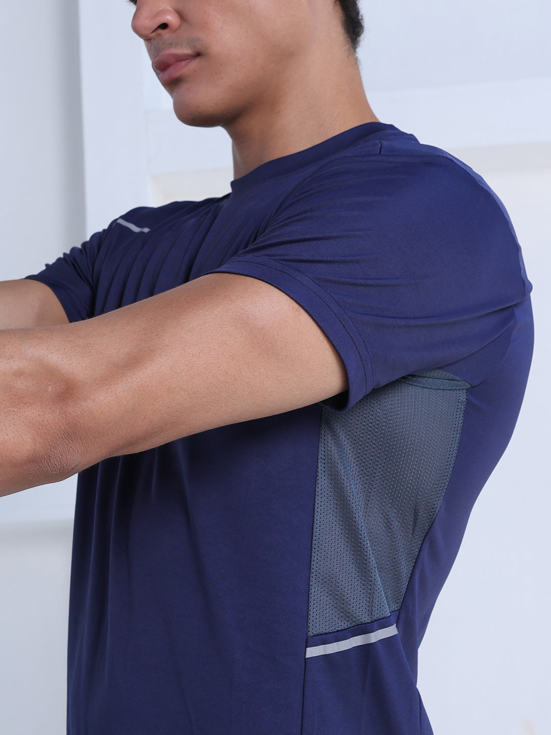 Men's Dry Fit Half Sleeve Gym T-Shirt Navy Blue