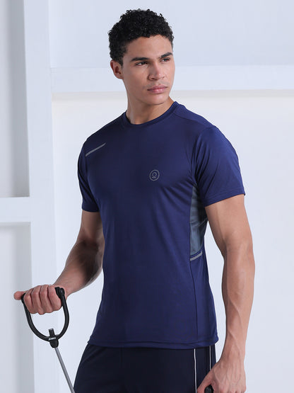 Men's Dry Fit Half Sleeve Gym T-Shirt Navy Blue