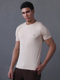 Men's Half Sleeves Dry Fit Gym Tshirt Beige