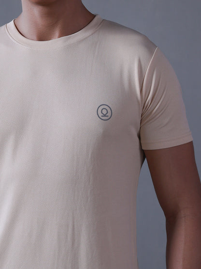 Men's Half Sleeves Dry Fit Gym Tshirt Beige