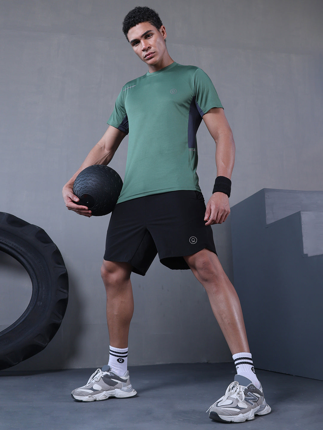 Men's Dry Fit Half Sleeve Gym T-Shirt Green