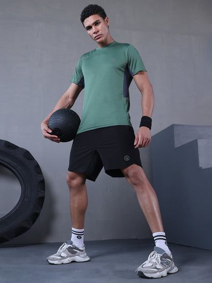 Men's Dry Fit Half Sleeve Gym T-Shirt Green