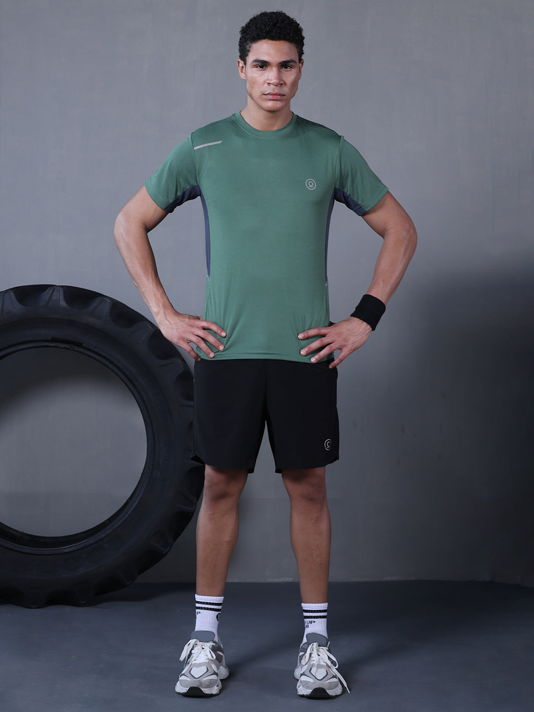 Men's Dry Fit Half Sleeve Gym T-Shirt Green