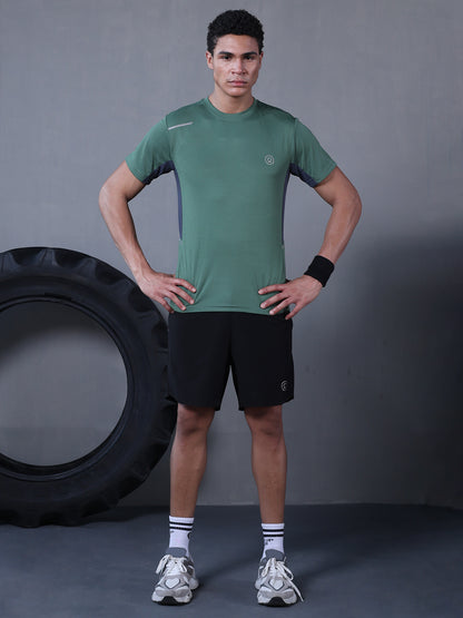 Men's Dry Fit Half Sleeve Gym T-Shirt Green