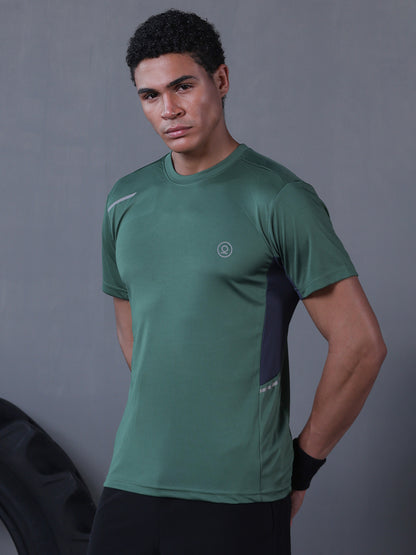 Men's Dry Fit Half Sleeve Gym T-Shirt Green