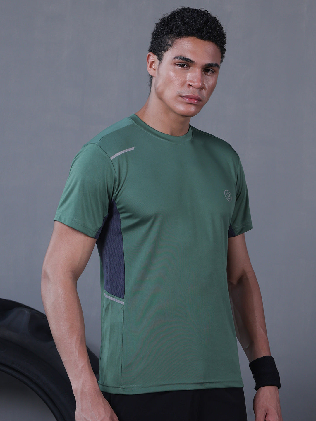 Men's Dry Fit Half Sleeve Gym T-Shirt Green