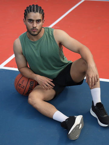 Men's Green Sleeveless Gym Tanktop