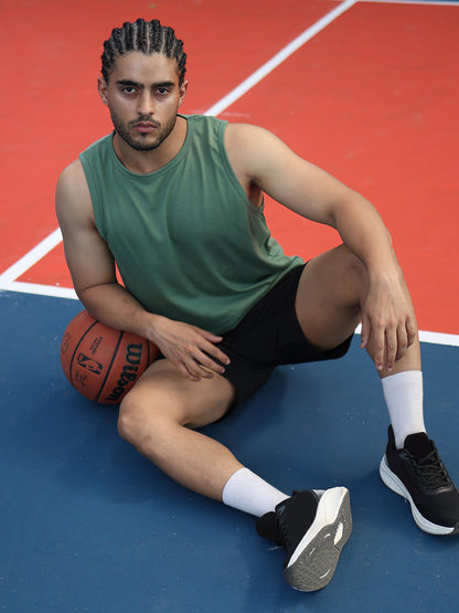 Men's Green Sleeveless Gym Tanktop