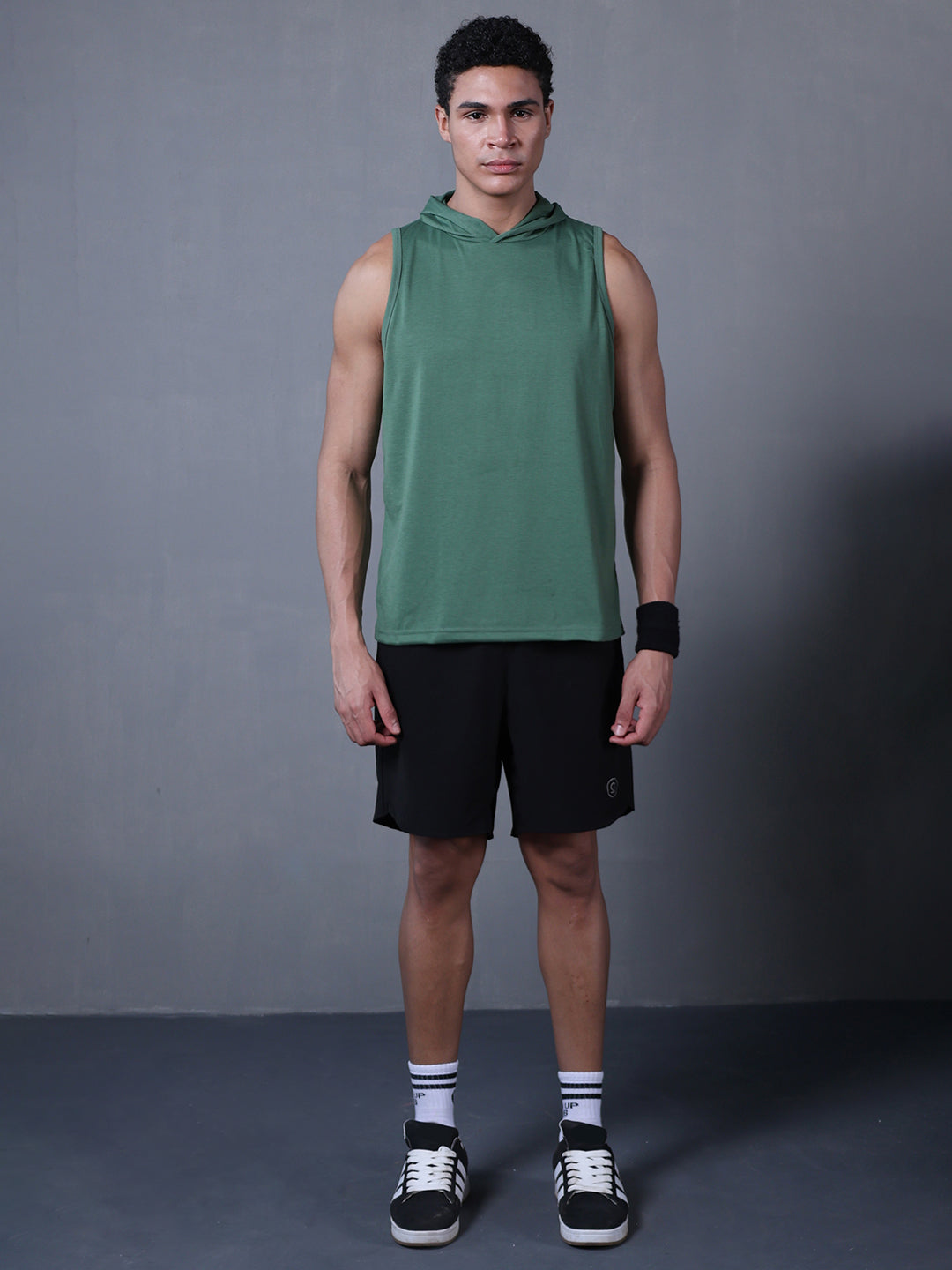 Men Green Cotton Gym Tanktop Sleeveless Sports Vest