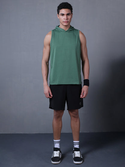 Men Green Cotton Gym Tanktop Sleeveless Sports Vest
