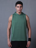 Men Green Cotton Gym Tanktop Sleeveless Sports Vest