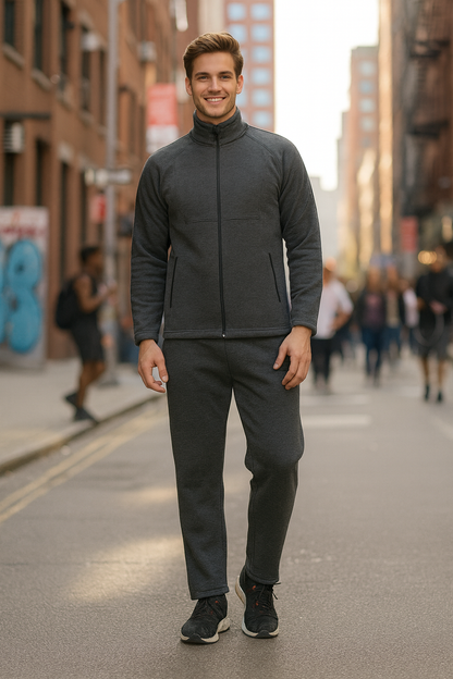 Men Anthra Black Full Zipper Winter Tracksuit