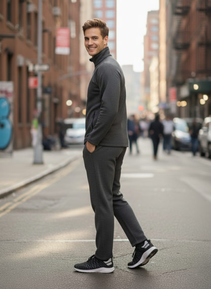 Men Anthra Black Full Zipper Winter Tracksuit