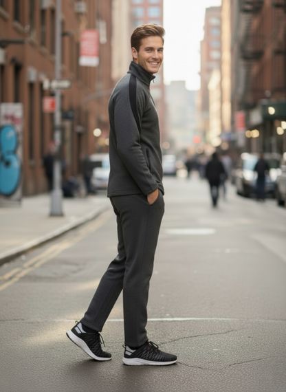 Men Anthra Black Full Zipper Winter Tracksuit