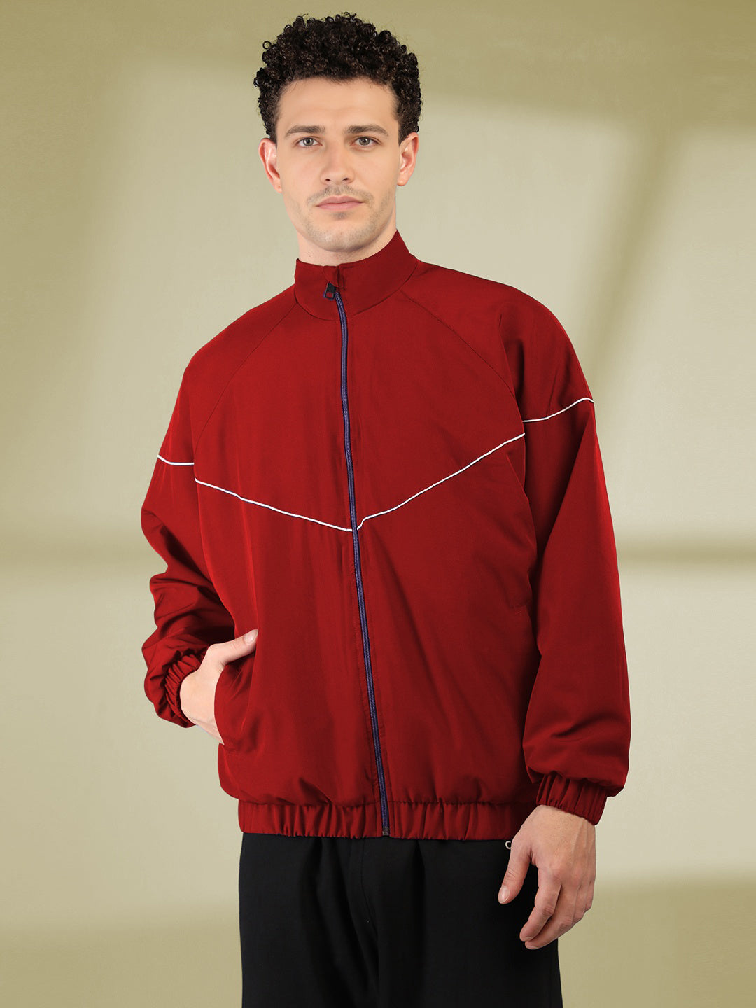 Men Winter Sports Regular Fit Windcheater Jacket Maroon