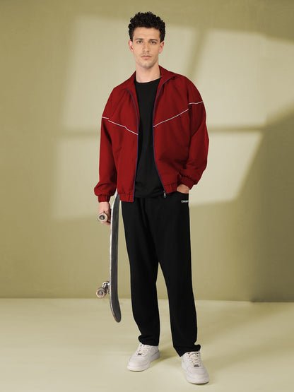 Men Winter Sports Regular Fit Windcheater Jacket Maroon