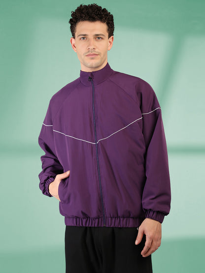 Men Winter Sports Regular Fit Windcheater Jacket Purple