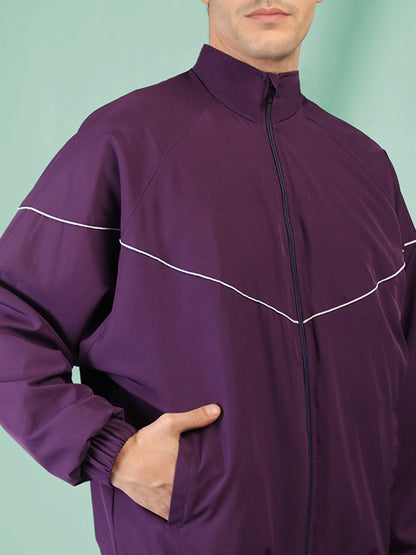 Men Winter Sports Regular Fit Windcheater Jacket Purple