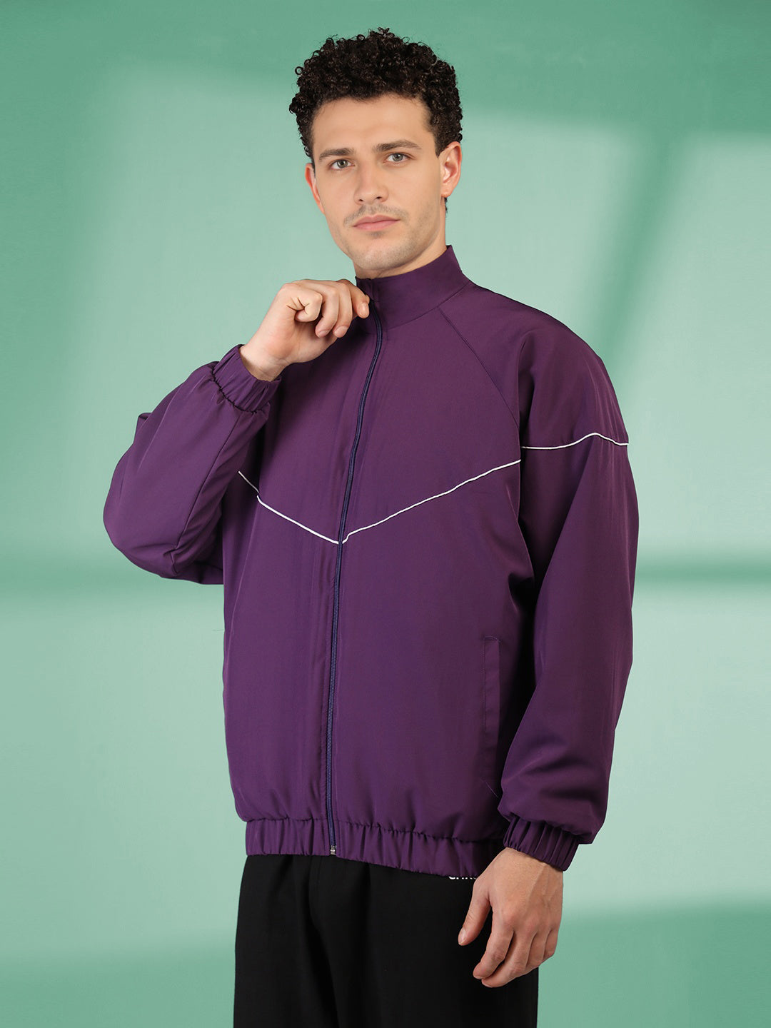 Men Winter Sports Regular Fit Windcheater Jacket Purple