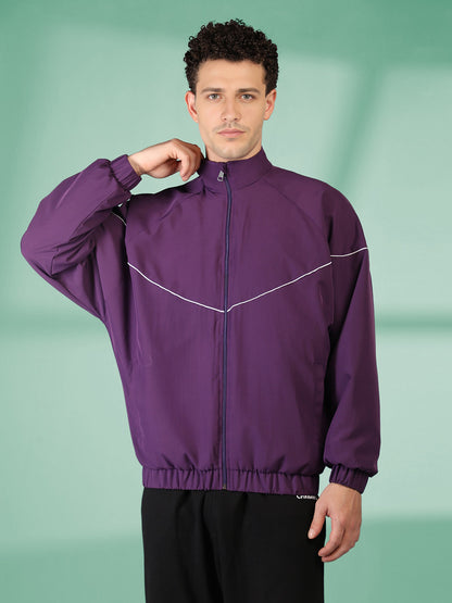 Men Winter Sports Regular Fit Windcheater Jacket Purple