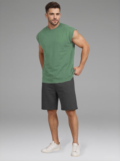 Men's Green Oversized Sleeveless Gym Tanktop