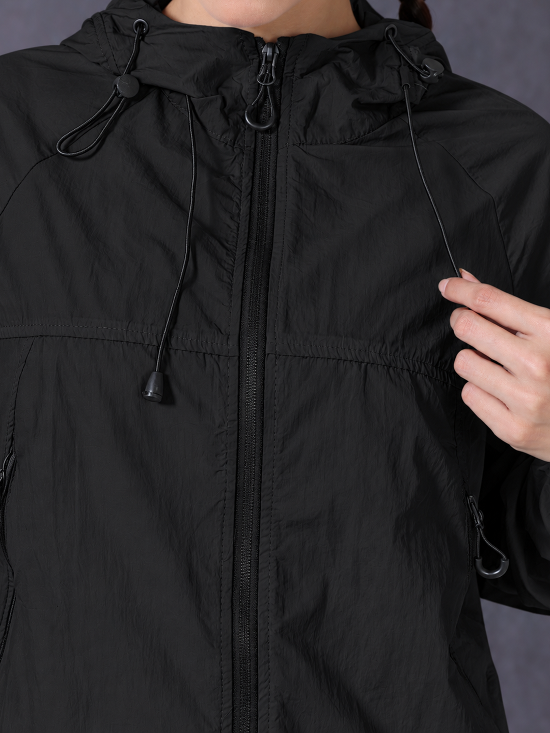 Women’s Black Lightweight Hooded Windcheater Jacket