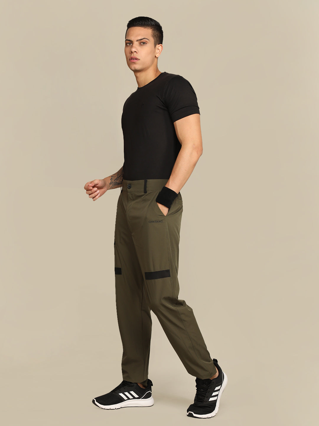 Men's Olive Black Active Trouser
