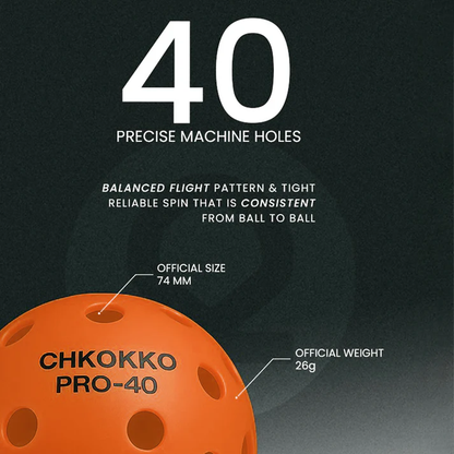 Chkokko PRO-40 Pickleballs Set of 12