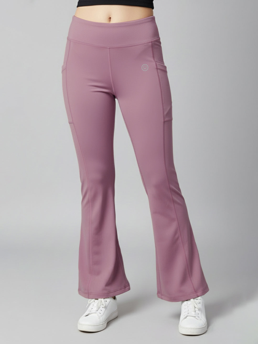 Women's High Waist Solid Flared Pants Pink