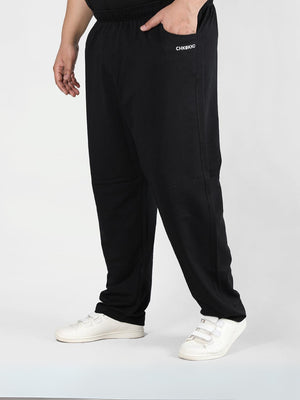 Men Black Plus Size Trackpant With Pockets