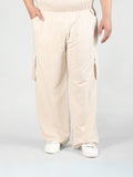 Men Beige Plus Size Baggy Trackpant With Pockets