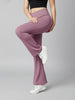 Women's High Waist Solid Flared Pants Pink