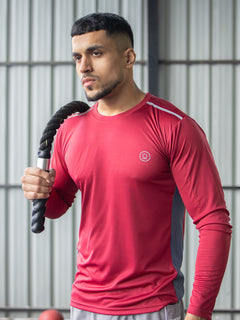 Men's Regular Dry Fit Gym Sports T-Shirt Maroon